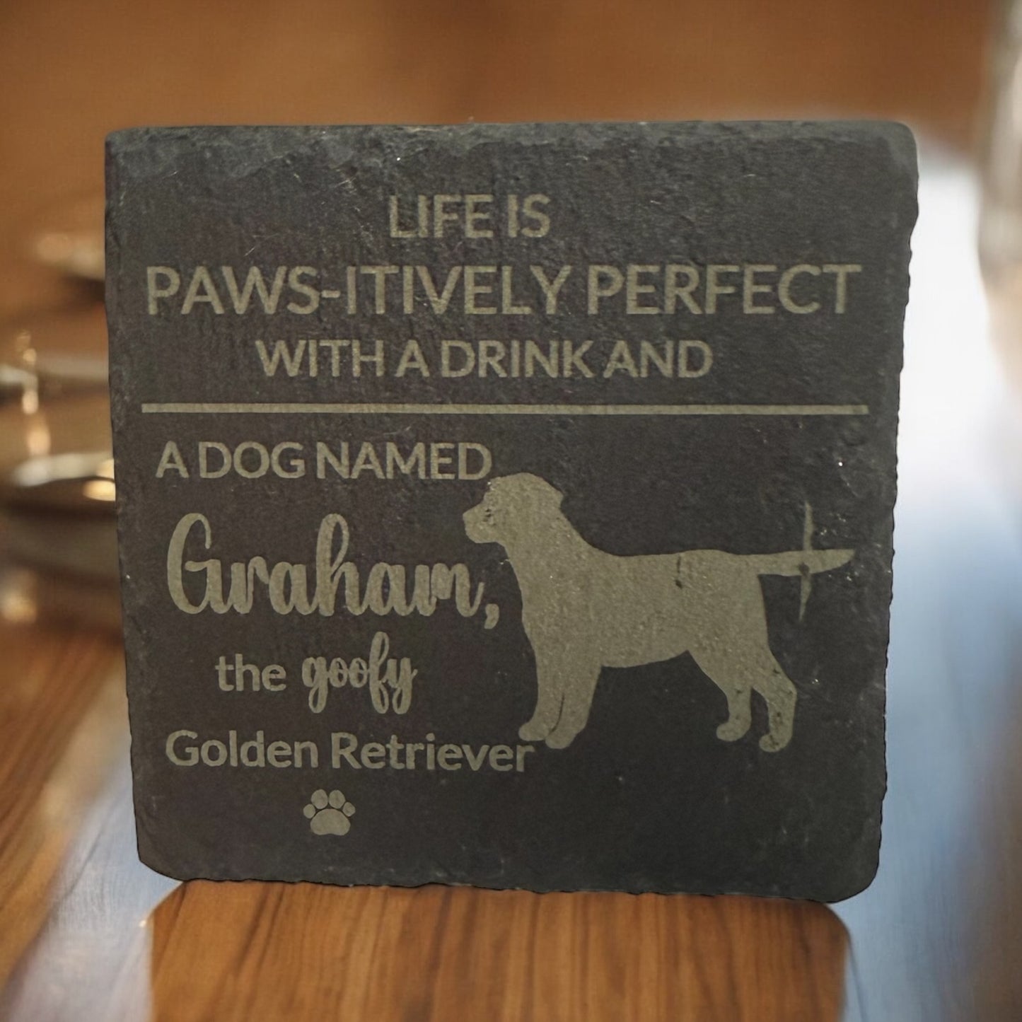 Custom Pet Slate Coasters for Different Breeds with Name and their personal trait | Multiple Designs